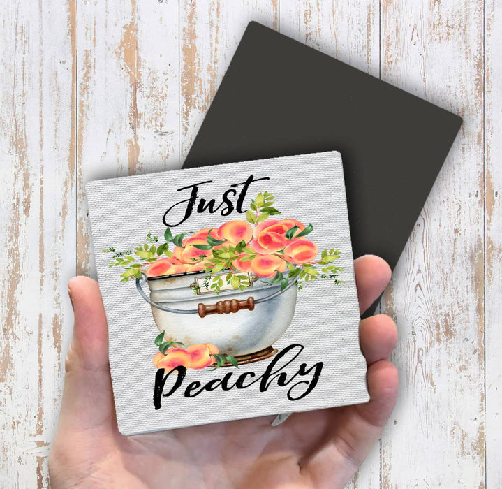Just Peachy Bucket of Peaches Magnet Fridge