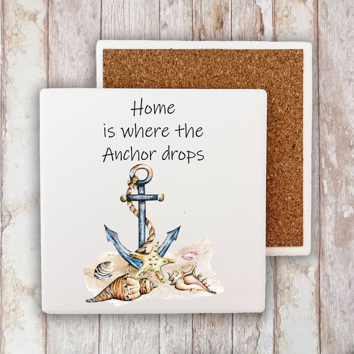 Beach Sea Shells Ocean Anchor Stone Coaster