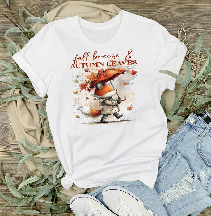 Fall Breeze Autumn Leaves Fox  T-Shirt