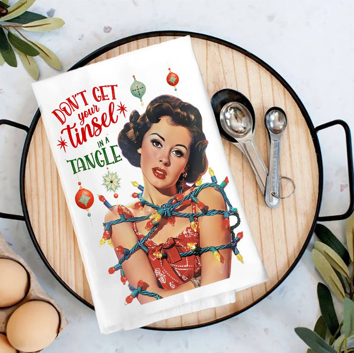 Christmas Don't Get Your Tinsel Tangled  Tea Towel