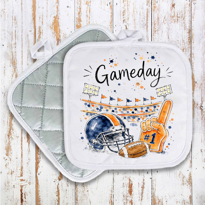 Gameday Football Navy Blue & Orange Pot Holder