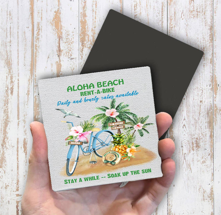 Aloha Beach Ocean Rent A bike Magnet Fridge