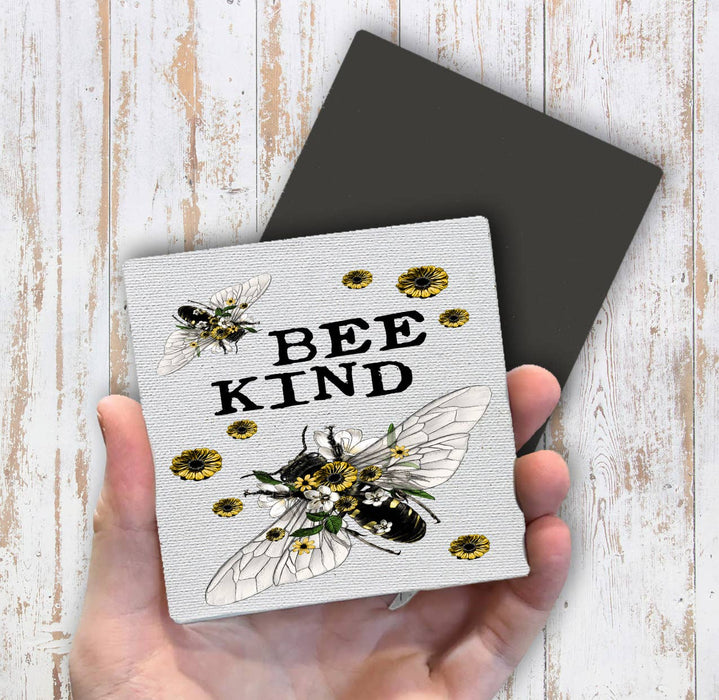 Bee Kind Flowers Vintage Bees Magnet Fridge