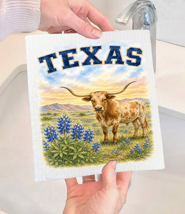 Texas State Bird and Animal Swedish Dishcloth