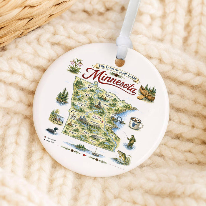 Minnesota State Map Landmark Ornament