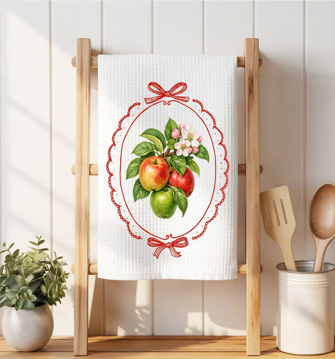 Vintage Apples Waffle Weave Towel