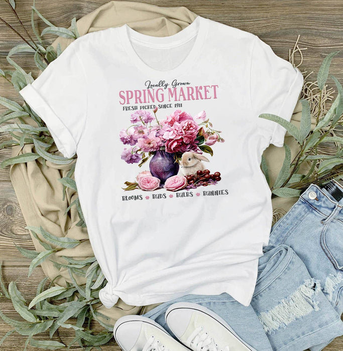 Spring Market Flowers Bunny T-Shirt