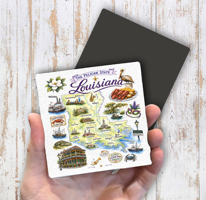 Louisiana State Map Landmark Magnet Fridge