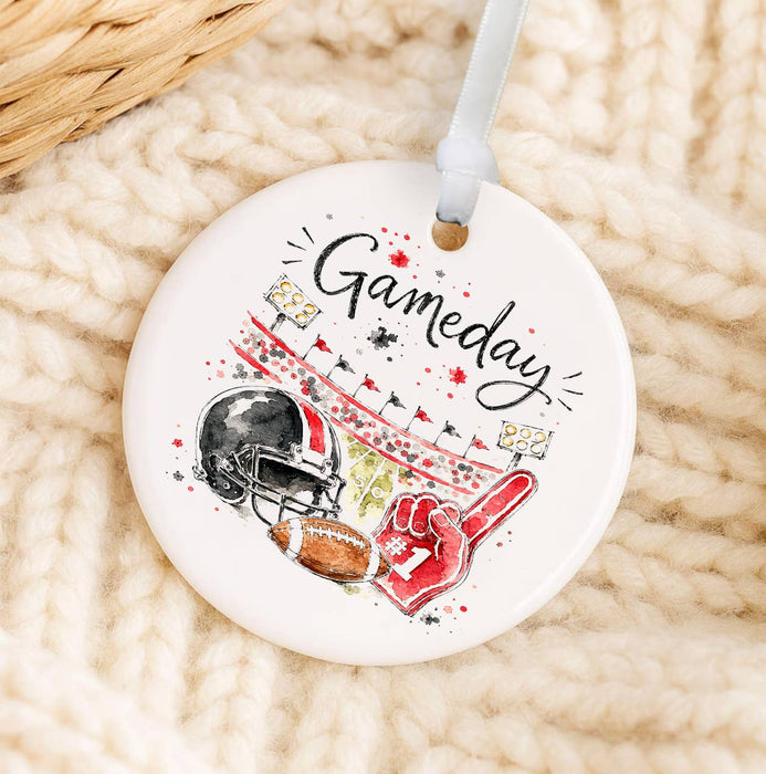 Gameday Football Black & Red Ornament