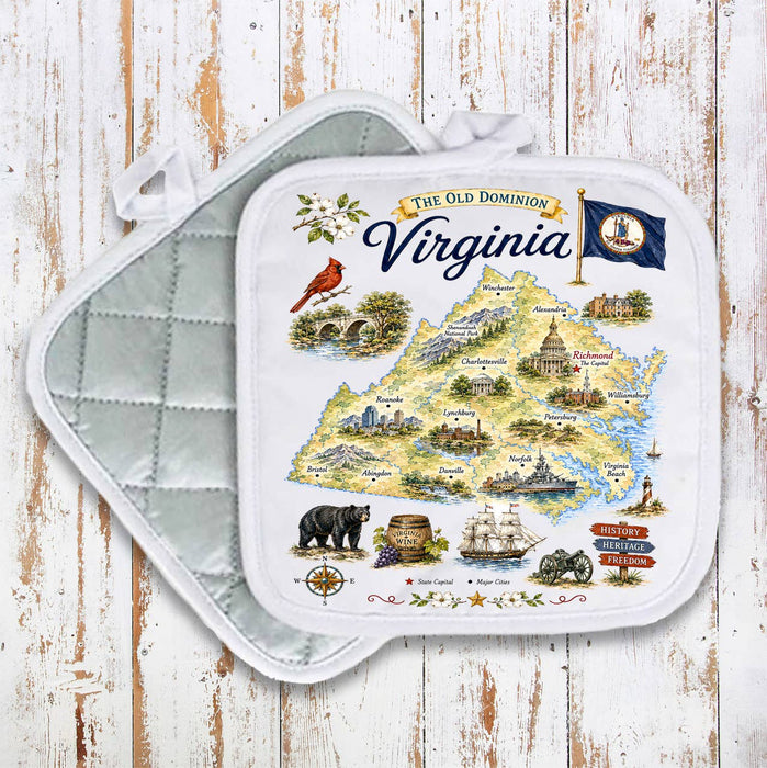 Virginia State Map Landmark Pot Holder