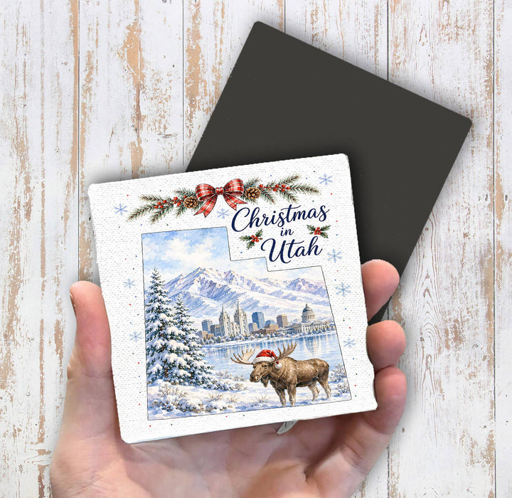 Christmas in Utah State Map Magnet Fridge