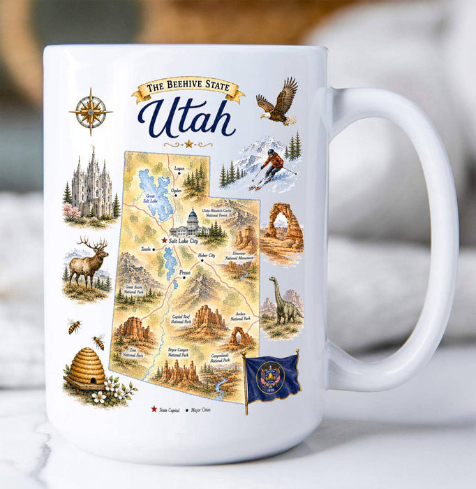 Utah State Map Landmark Coffee Mug