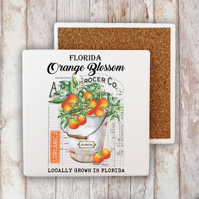 Florida State Flower Orange Blossom Stone Coaster
