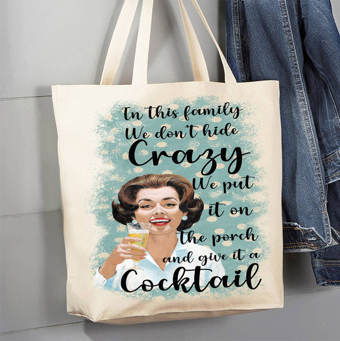 Retro Funny We Don't Hide Family Canvas Tote Bag