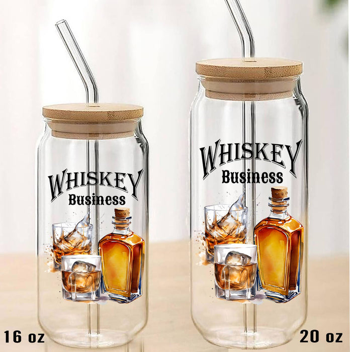 Whiskey Business Can Glass with Lid Straw
