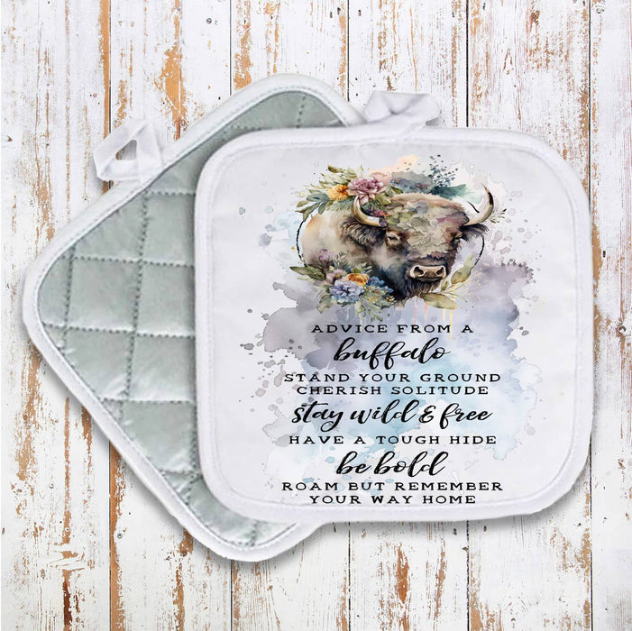 Advice from a Buffalo Pot Holder Oven Mitt