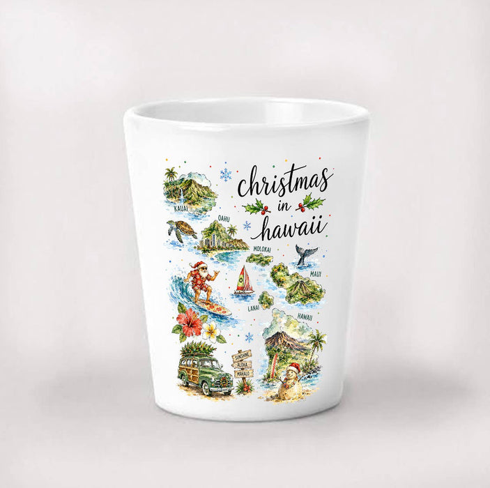 Christmas in Hawaii State Map Shot Glass