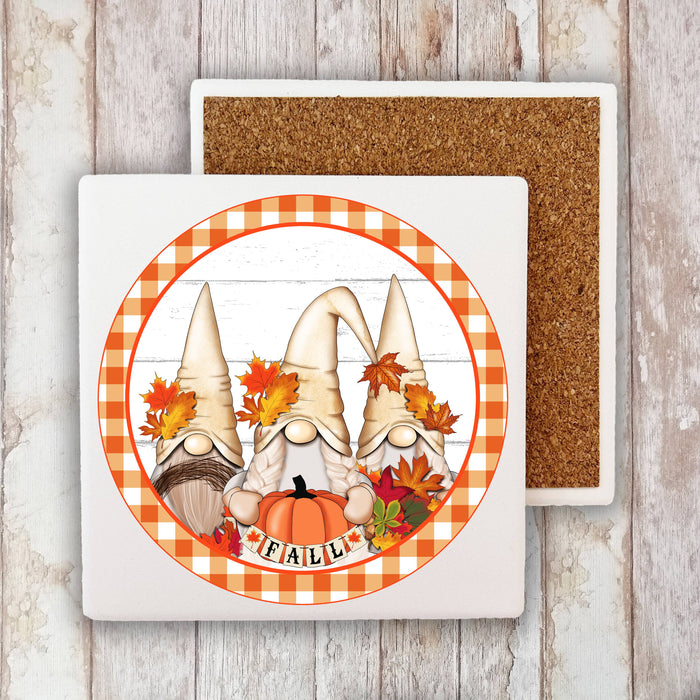 Fall Autumn Gnome Pumpkins Stone Coaster