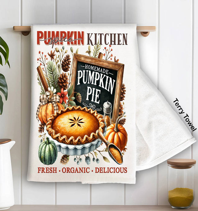 Fall Autumn Pumpkin Pie  Kitchen Terry Towel