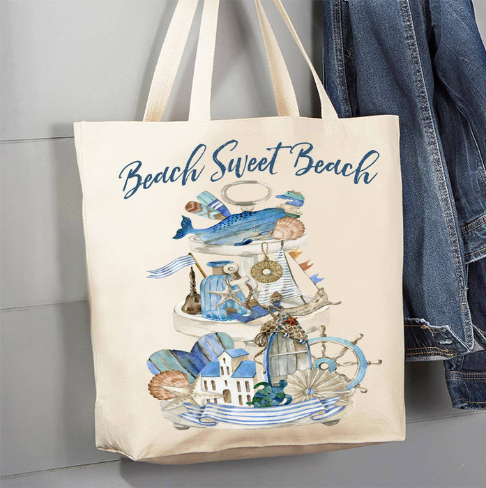 Beach Sweet Beach 3 Tier tray Canvas Tote Bag