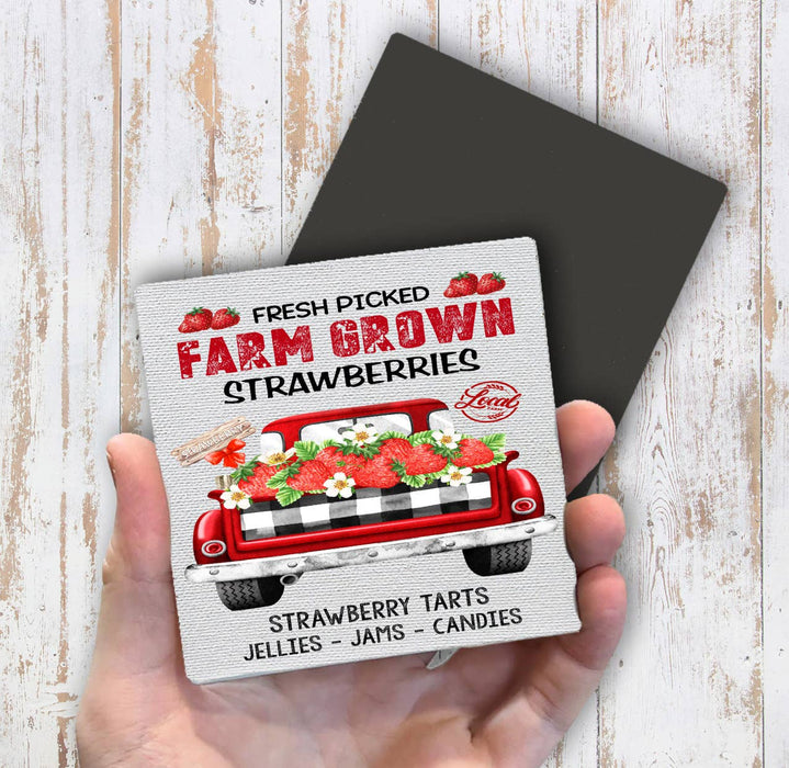 Country Farm Fresh Strawberries Red Truck Magnet Fridge