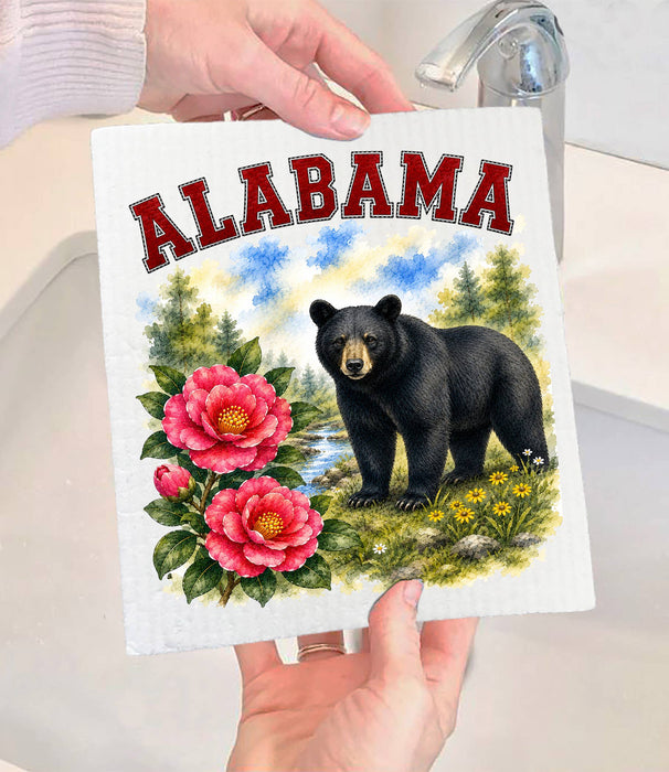 Alabama State Bird and Animal Swedish Dishcloth