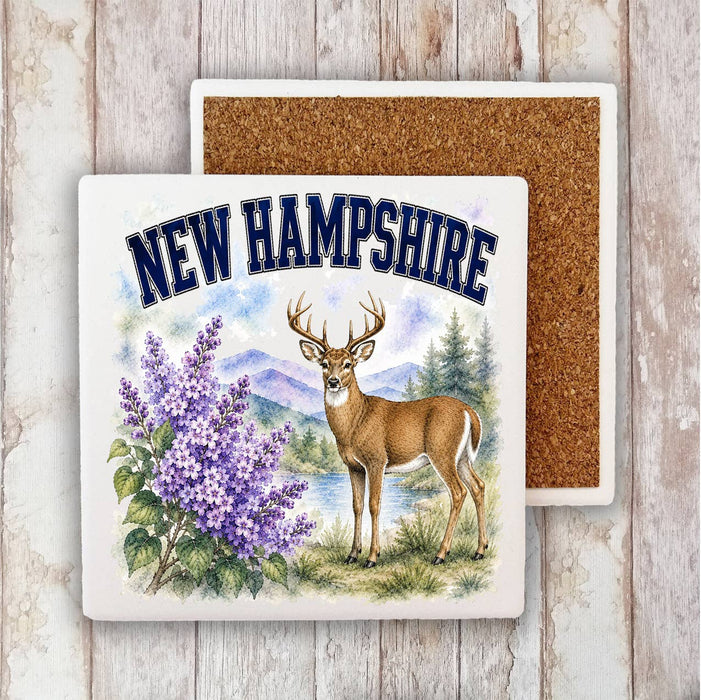 New Hampshire State Bird and Animal Stone Coaster