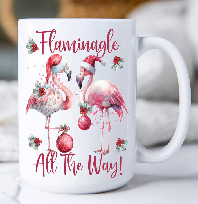 Christmas Flamingo Flaminagle all the way Coffee Mug