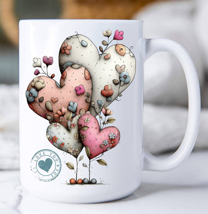 Valentine Whimsical Hearts Farmhouse Coffee Mug