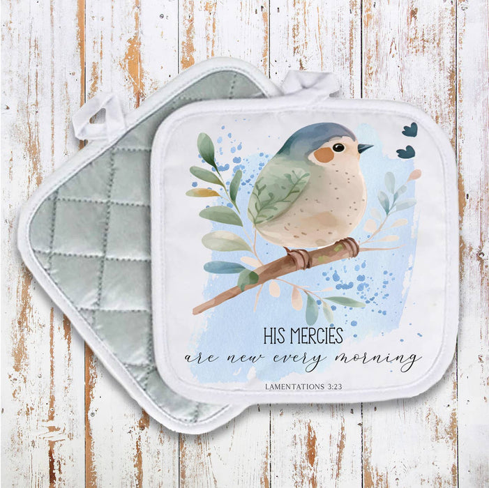 Spiritual His Mercies are New Bird Pot Holder Oven Mitt