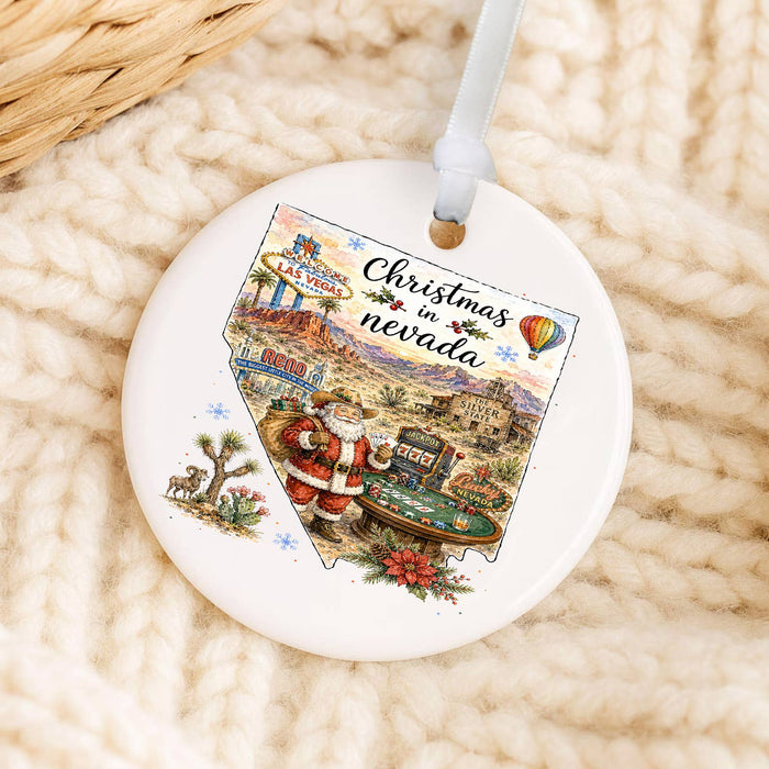 Christmas in Nevada State Map Ornament