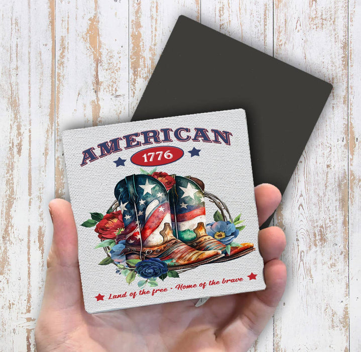 American Patriotic Western Cowboy Boots Magnet Fridge