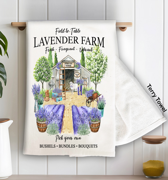 Spring Lavender farm Kitchen Terry Towel