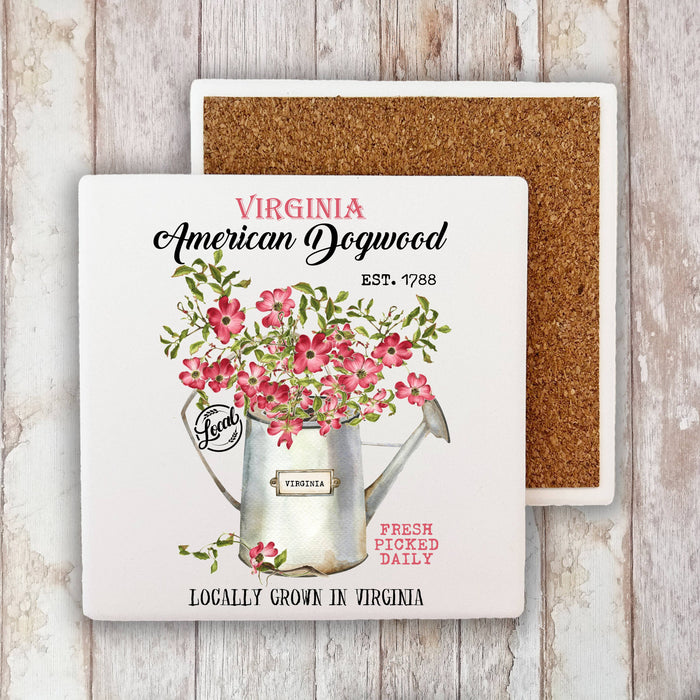 Virginia State Flower American Dogwood Stone Coaster