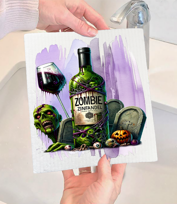 Halloween Zombie Zinfandel Swedish Dishcloth