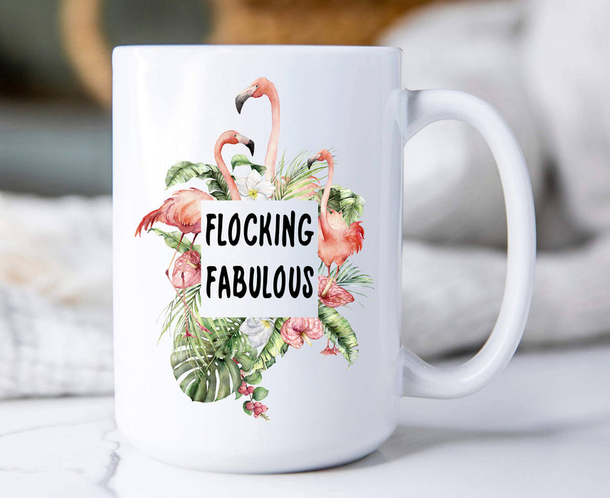 Pink Flamingo Flocking Fabulous Coffee Mugs