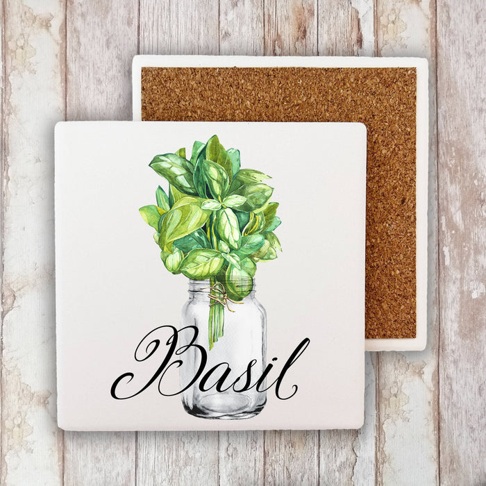 Farm Fresh Herbs Basil  Stone Coaster