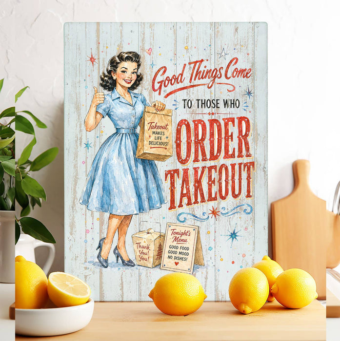Funny Good Things Order Takeout Glass Cutting Board