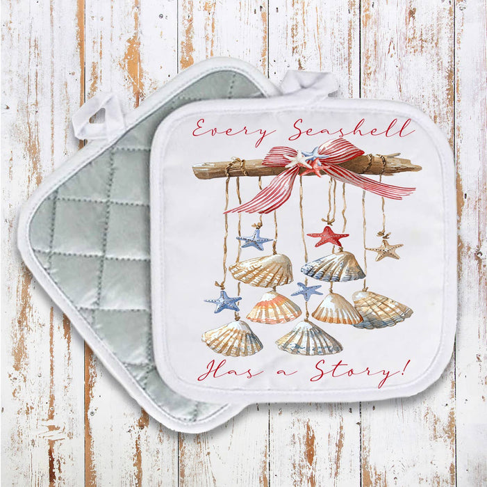 Every Seashell as a Story Beach Pot Holder Oven Mitt