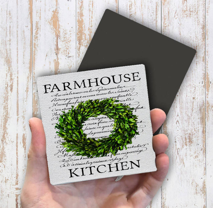 Farmhouse Boxwood Wreath Magnet Fridge