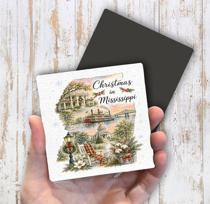 Christmas in Mississippi State Map Magnet Fridge