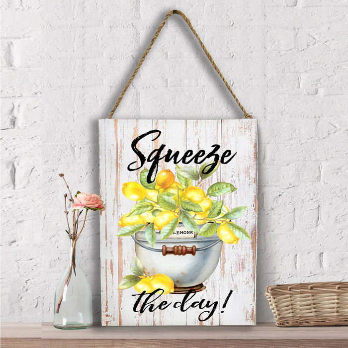 Squeeze the Day Bucket of Lemons Wall Decor