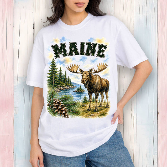 Maine State Bird and Animal T-Shirt