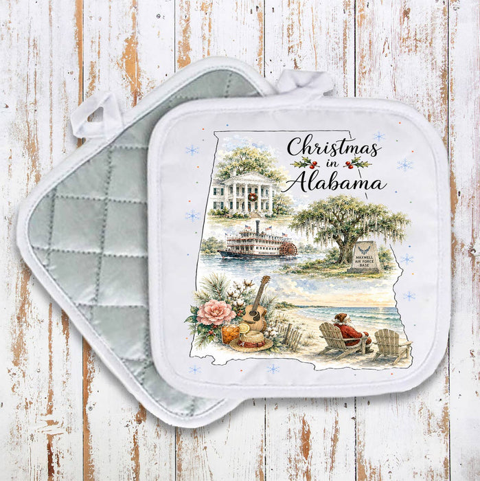 Christmas in Alabama State Map Pot Holder