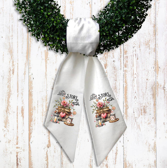 Love Story Never Ends Heart Wreath Sash