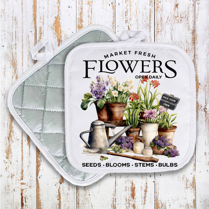 Market Fresh Garden Flowers Pot Holder Oven Mitt
