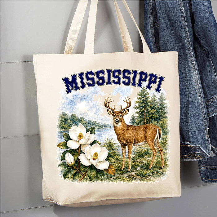 Mississippi State Bird and Animal Canvas Tote Bag
