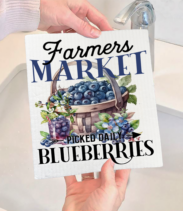Farm Fresh Blueberries  Swedish Dishcloth