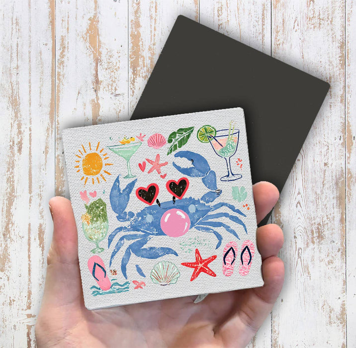 Coastal Blue Grab Blowing Bubble Magnet Fridge