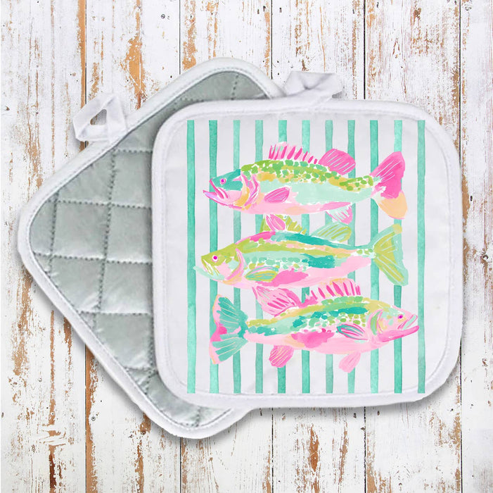 Coastal Colorful Fish Pastel Colors Pot Holder